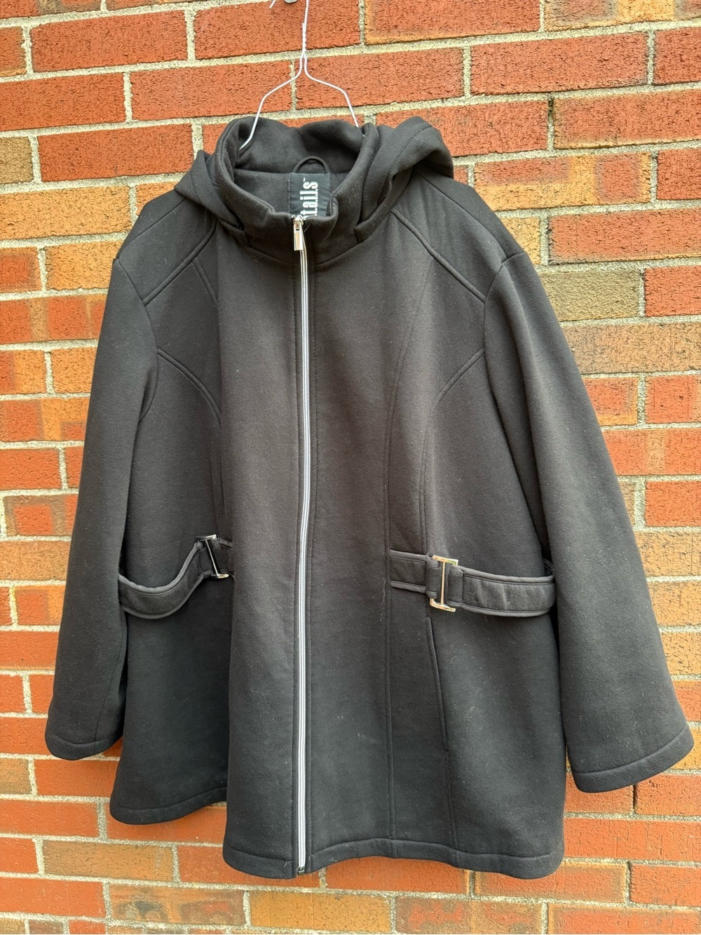 details. Women's Black Hooded Fleece Swing Coat Jacket Size 2X Plus Size Zip